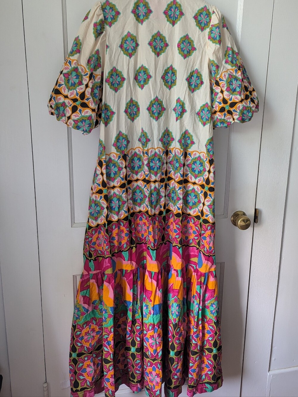 Anthropologie Mixed Print Button Down Maxi Dress Cotton Size Large - Picture 10 of 14